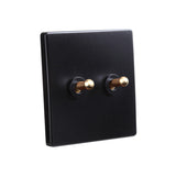 Classy Black 2 Gang Brass Toggle Switch