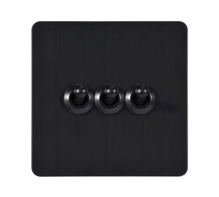 Antique Black 3 Gang Toggle Wall Switch