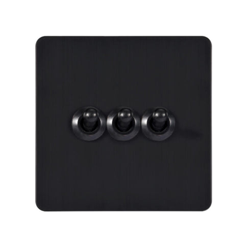 Antique Black 3 Gang Toggle Wall Switch