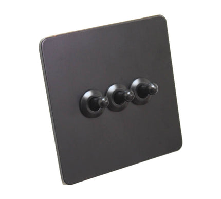 Antique Black 3 Gang Toggle Wall Switch