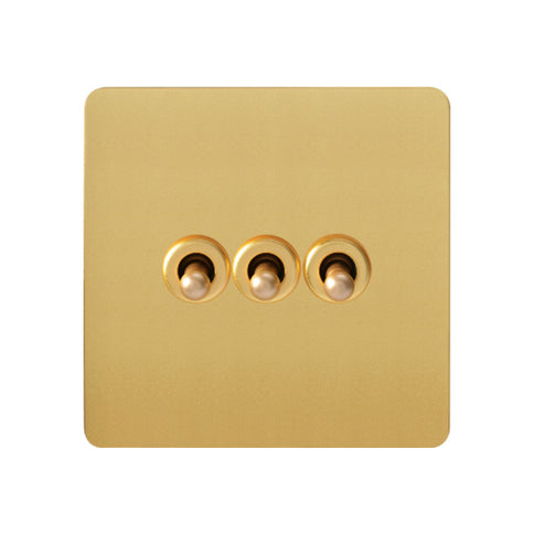 Antique Gold 3 Gang Toggle Wall Switch