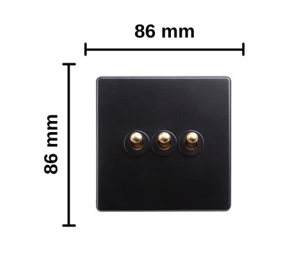 Classy Black 3 Gang Brass Toggle Switch