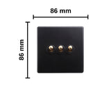 Classy Black 3 Gang Brass Toggle Switch
