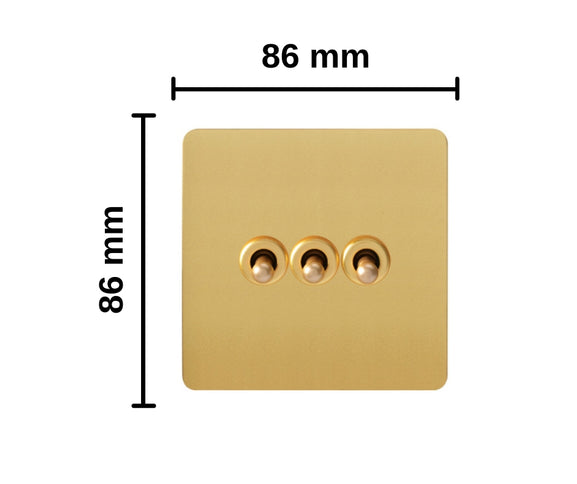 Antique Gold 3 Gang Toggle Wall Switch