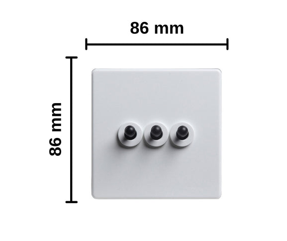 Modern White 3 Gang Black Toggle Switch