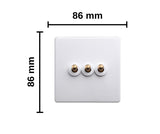 Classic White 3 Gang Brass Toggle Switch