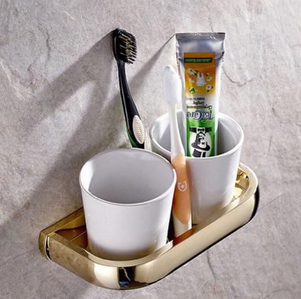 Gold Modern Double Toothbrush Holder #201927