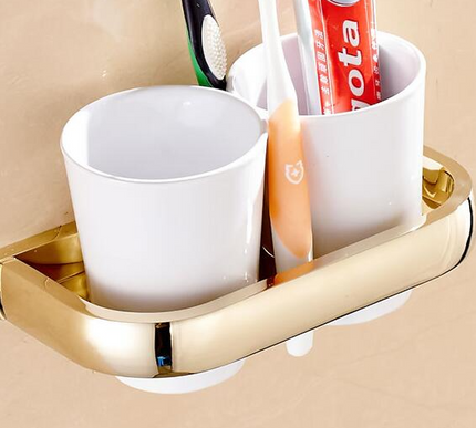 Gold Modern Double Toothbrush Holder #201927