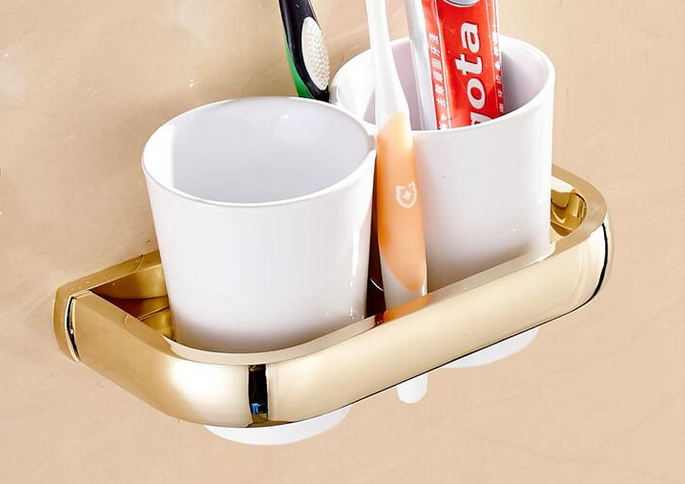 Gold Modern Double Toothbrush Holder #201927